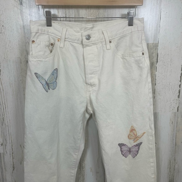 LEVI STRAUSS & CO. Jeans Womens Off-white Butterfly size 29 501 Denim Casual - Picture 2 of 8